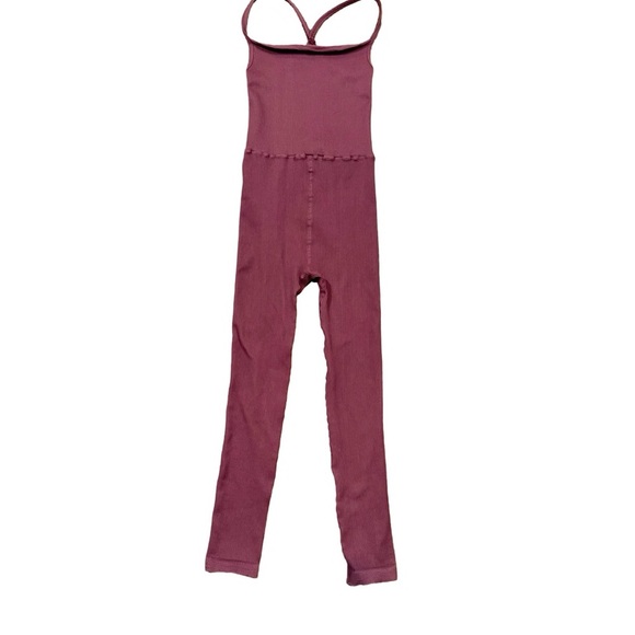 Free People Movement Happiness Runs Square Neck Onesie Jumpsuit in Oxblood M/L - Picture 11 of 11